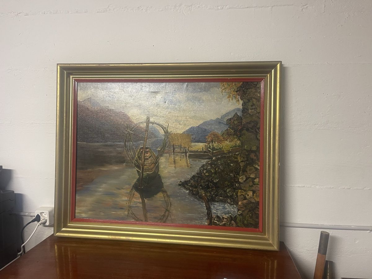 Gemälde Boot am See von Wagner, gerahmt, guten Zustand!